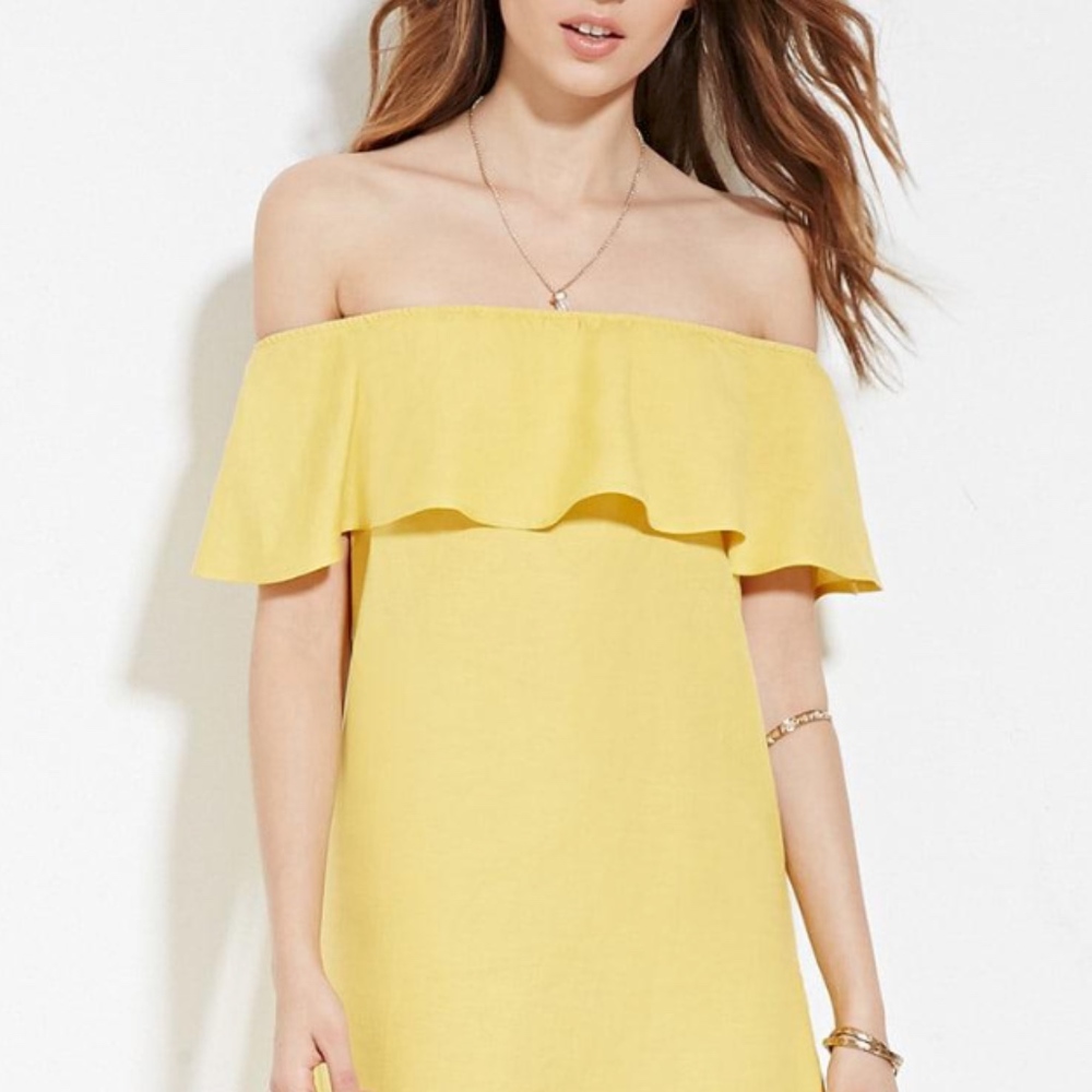 Yellow off the shoulder dress
